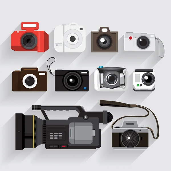 Pictogrammen instellen camera's en video recorder — Stockvector