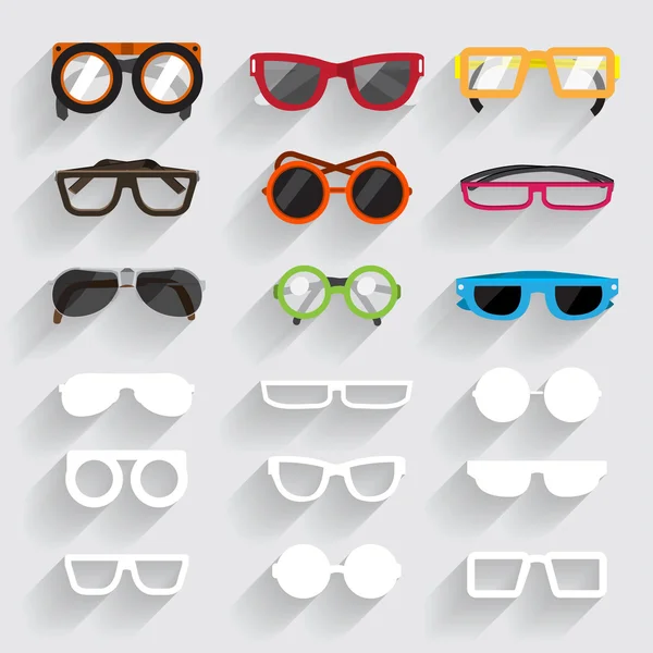 Iconos de conjunto de gafas — Vector de stock