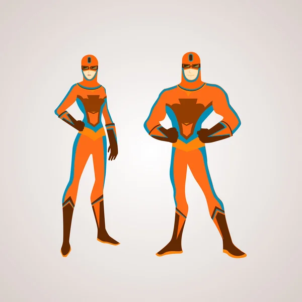 Super héroes macho y hembra — Vector de stock