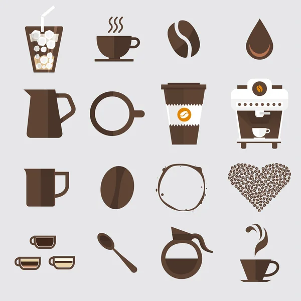 Kahve simgeleri ayarlandı — Stok Vektör