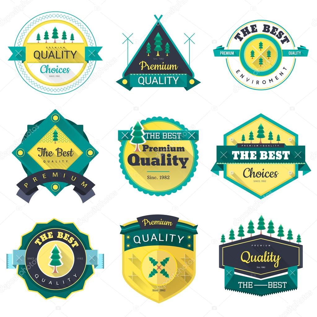 Set of retro vintage quality badges