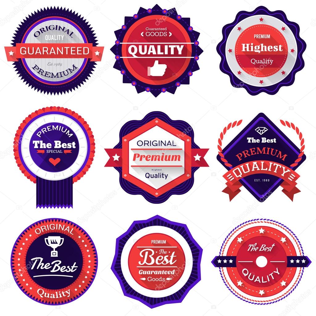 Set of retro vintage quality badges