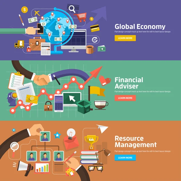 Concetti di design piatto per l'economia globale — Vettoriale Stock