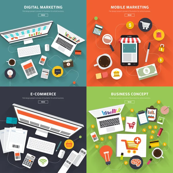 Concept de design plat marketing numérique — Image vectorielle