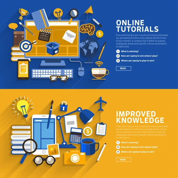 Design plano sobre tutorial on-line —  Vetores de Stock