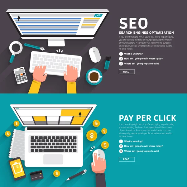 Concept de design plat pour seo — Image vectorielle