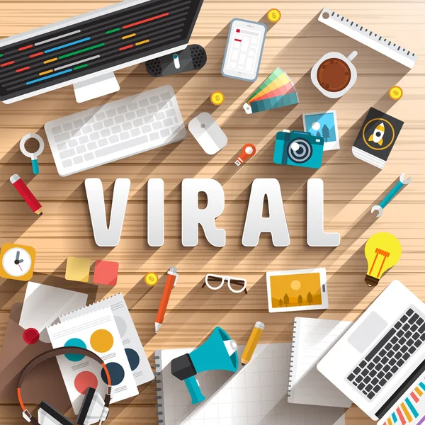 Elementos de trabalho para o texto viral —  Vetores de Stock