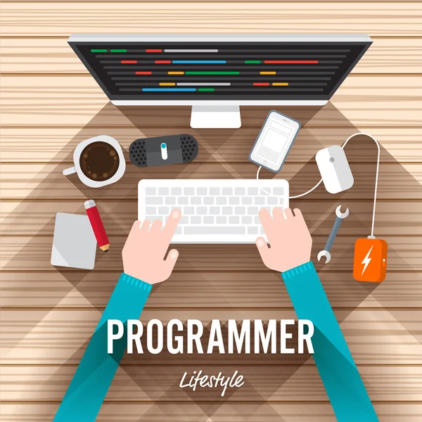 Üstten Görünüm öğesi programcı — Stok Vektör