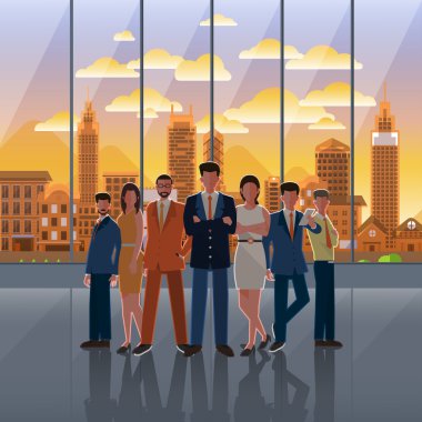 business meeting and city sunset clipart