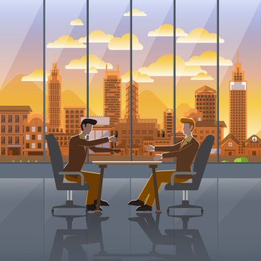 business meeting and city sunset clipart