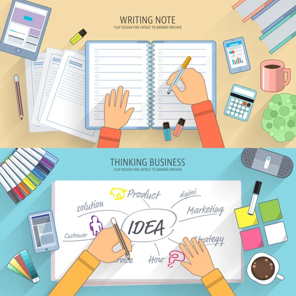 Escribir y pensar conceptos de negocio — Vector de stock