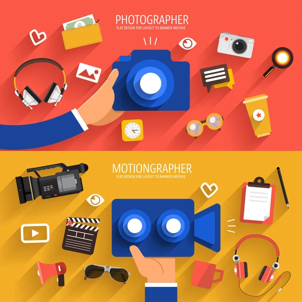 Concepto de fotógrafo y vídeo — Vector de stock