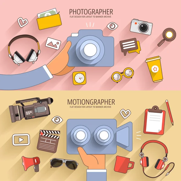 Concepto de fotógrafo y vídeo — Vector de stock