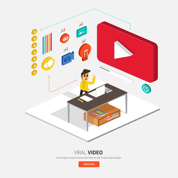 Video content marketing — Stock vektor