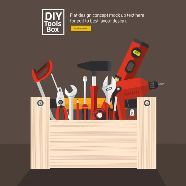 Hand work tools box set — Stock Vector