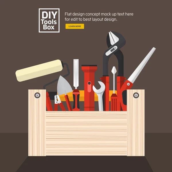 Hand werk tools verzamelbox — Stockvector