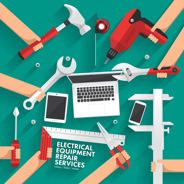 Servicios de reparación de equipos eléctricos — Vector de stock