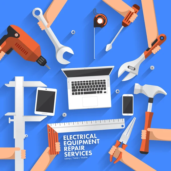 Servicios de reparación de equipos eléctricos — Vector de stock