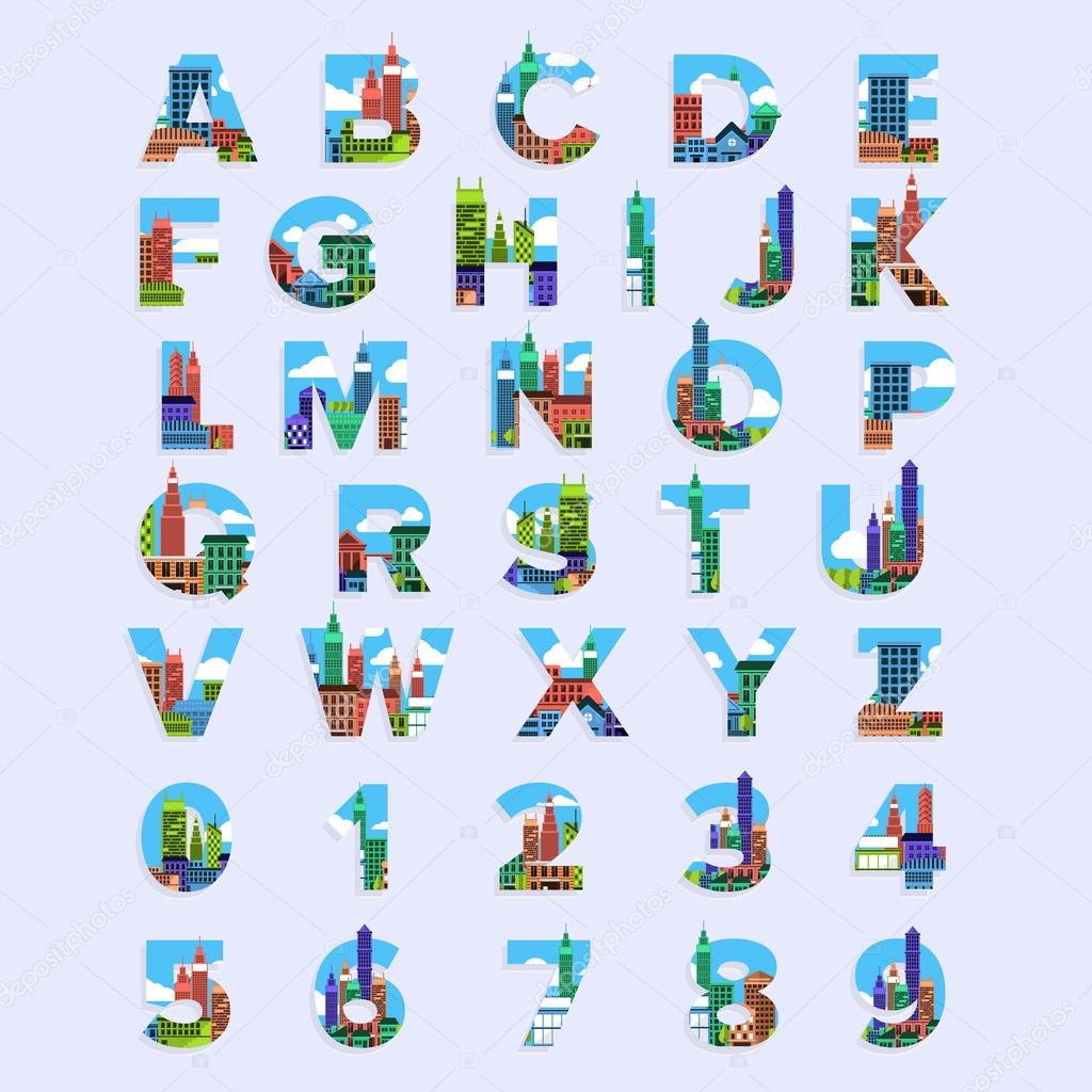 Alphabet Set the city graphic