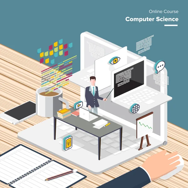 Online Computer sciences concept — Stock Vector