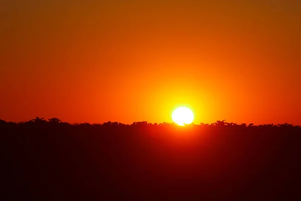 Sol Pôr Sol Aldeia Verão — Fotografia de Stock