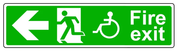 Fire exit Wheelchair access left sign — Stock Photo, Image