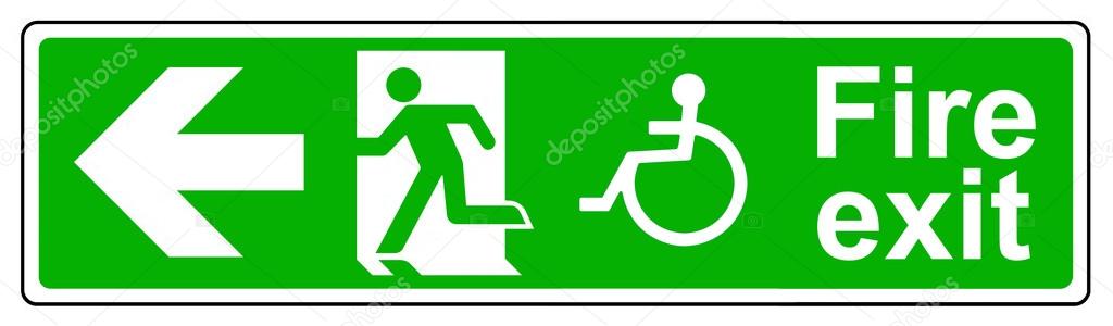 Fire exit Wheelchair access left sign