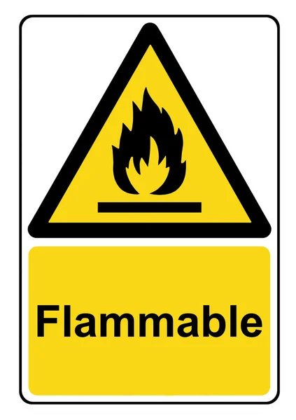 Brandfarliga ämnen gul varningsskylt — Stockfoto