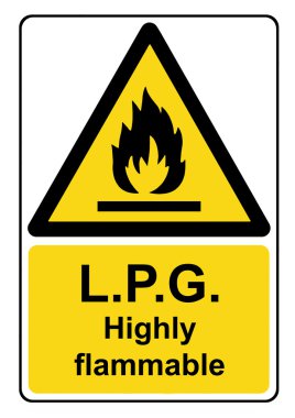 L.P.G. son derece yanıcı Sarı uyarı işareti