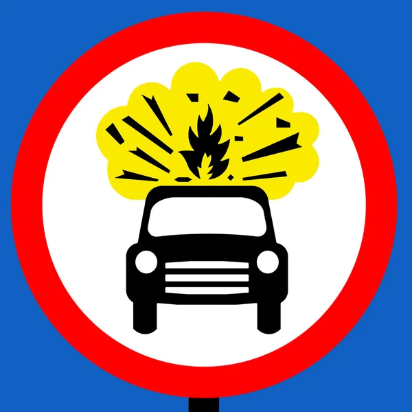 Patlayıcı taşıyan araç yok trafik işareti — Stok fotoğraf