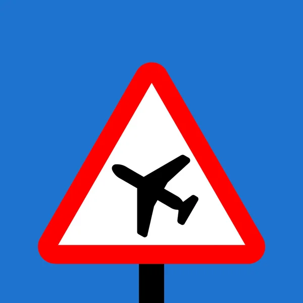 Ostrzegawczy trójkąt niskie lecąc samolotem lub samolotów nagły hałas znak — Zdjęcie stockowe