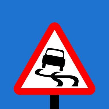 Uyarı üçgeni kaygan yol trafik işaretleri