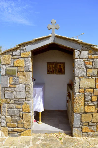 Greek prayer room outside of the church of saints Constantine and Helen a beautiful small Greek orthodox church