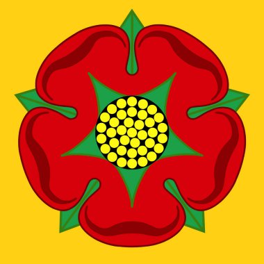 Lancaster 'ın kırmızı gülü Lancashire ilçesini simgeler.