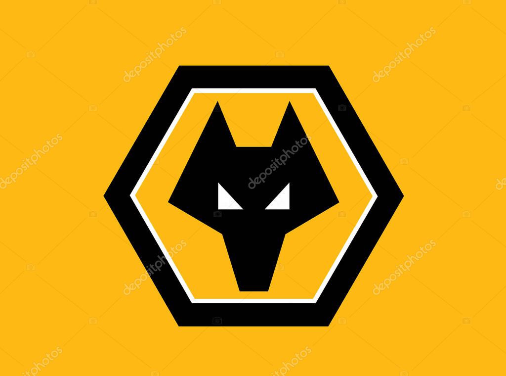 Wolverhampton, West Midlands, England, UK - January 10, 2021 : Wolverhampton Wanderers Football Club wolf's head badge