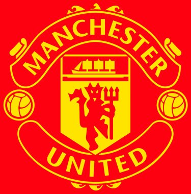 Manchester, Lancashire, İngiltere - 13 Ocak 2021: Manchester United Futbol Kulübü kırmızı şeytan rozeti