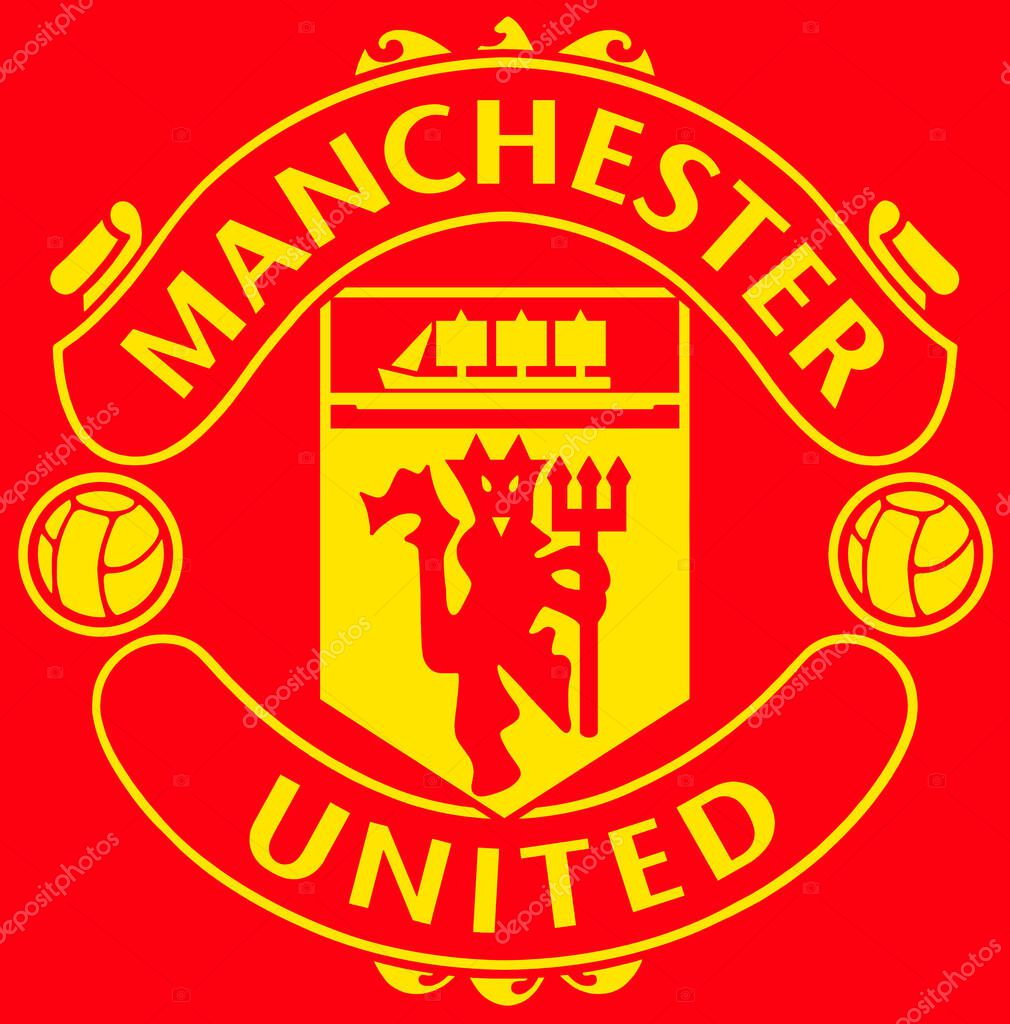 Manchester, Lancashire, England, UK - January 13, 2021 : Manchester United Football Club red devil badge