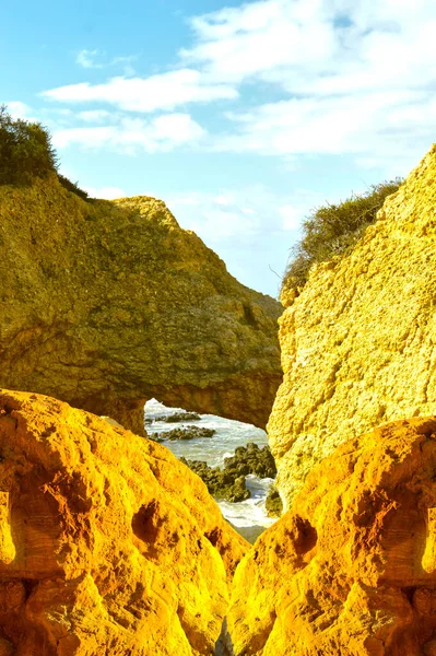 Spettacolari Formazioni Rocciose Sulla Spiaggia Sietskes Sulla Costa Dell Algarve — Foto Stock