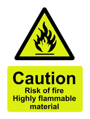 Caution risk of fire, highly flammable material clipart