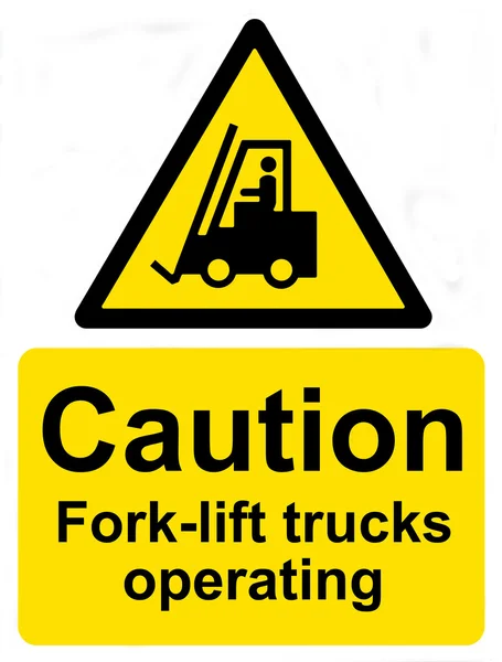 Dikkat-çalışma işaret Forkliftler Telifsiz Stok Imajlar