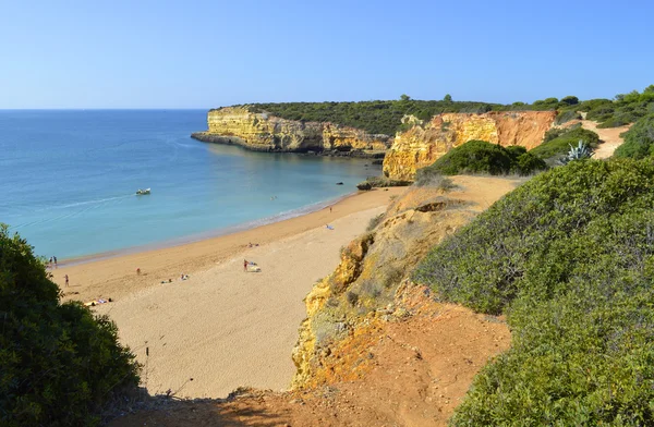 Spettacolari scogliere sulla spiaggia di Senhora Da Rocha Nova in Portogallo — Foto Stock