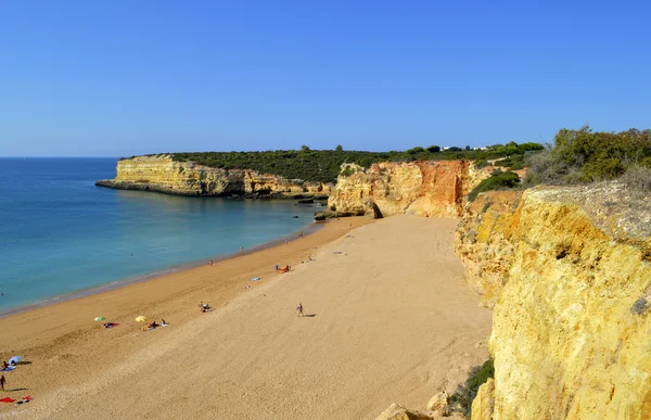 Spectacular cliffs on Senhora Da Rocha Nova Beach in Portugal — Stock Photo, Image