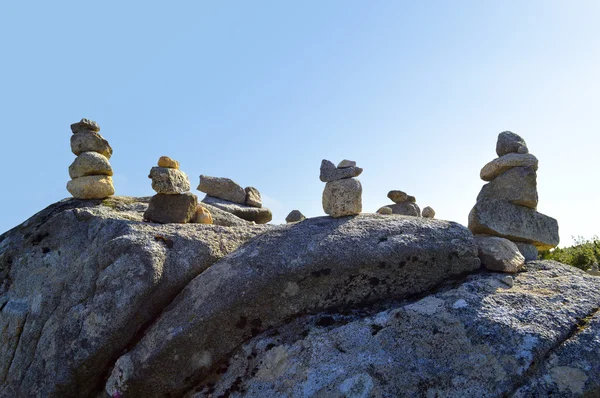 Stones balancing on top of Foia the highest mountain of Algarve, Portugal. — Stock Photo, Image