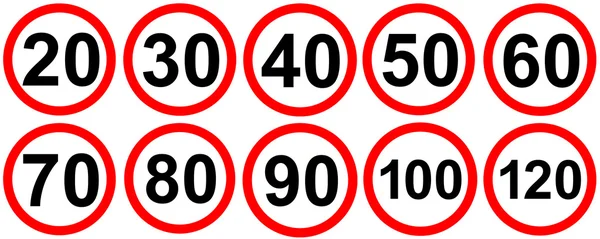 Speed limit road traffic signs — Stock Photo, Image