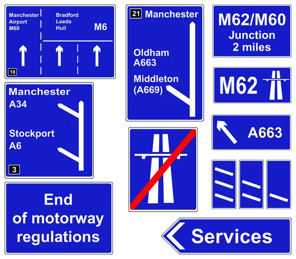 Motorway regulations signs collage — Stock Image Motorway regulations signs collage Stock Picture