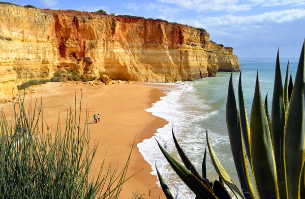 Turystów, korzystających Benagil Beach w Portugalii — Zdjęcie stockowe