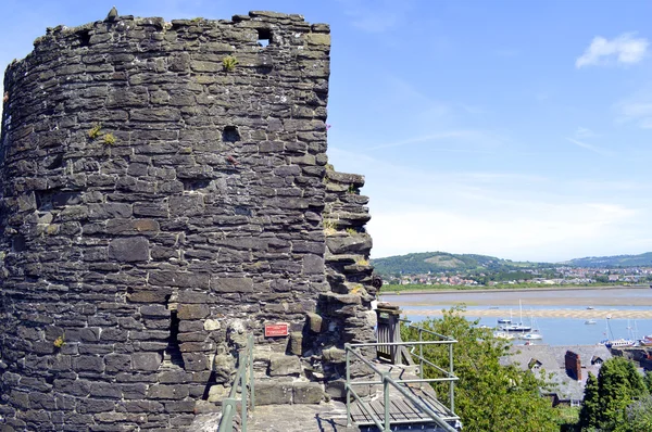 Историческая городская стена и башня в Конуи — стоковое фото