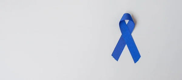 Maart Colorectal Cancer Awareness Maand Donkerblauwe Kleur Lint Voor Het — Stockfoto