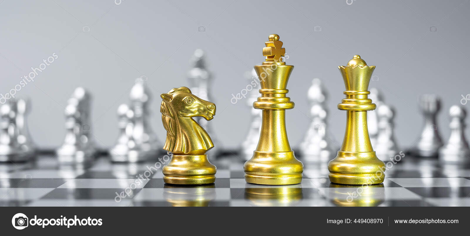 Gold Chess King Figura E Checkmate Enermy Ou Adversário Durante A