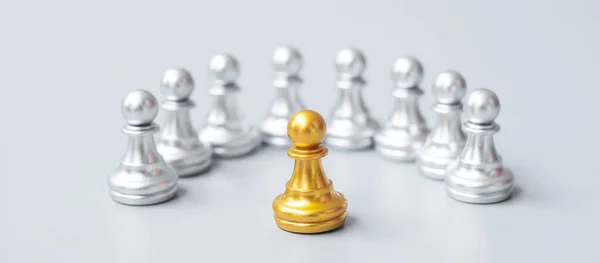 황금색 말들이나 지도자 사업가들은 은으로 사람들 사이에서 띕니다 리더십 팀워크 — 스톡 사진